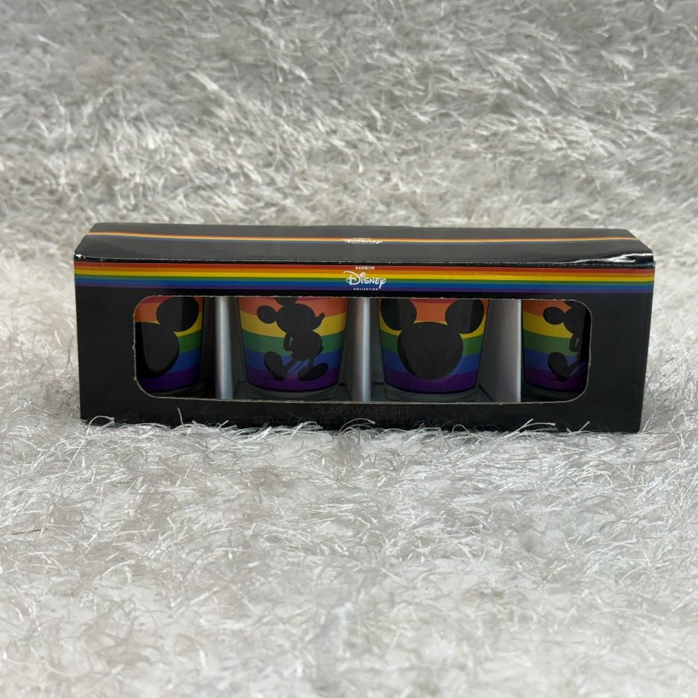 Disney Mickey Mouse Rainbow 1.5 Oz Shot Glasses Set Of 4